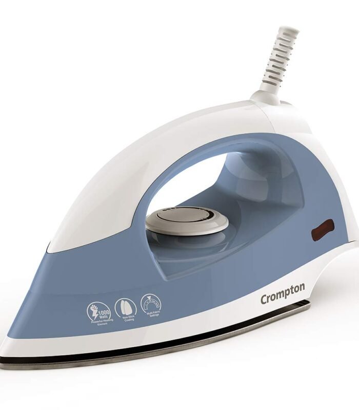 1000-Watts Dry Iron with Weilburger Coating (Sky Blue and White)