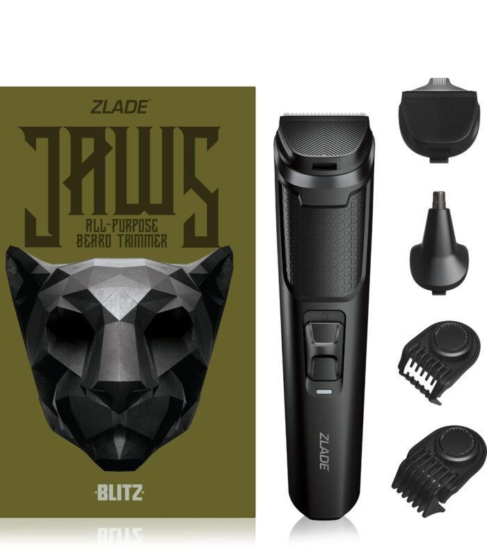 All in One Beard Trimmer for Men, Fast Charging with USB C , 40 Length Settings, 0.5mm to 20mm, 90 mins runtime, Charging Indicator, Self Sharpening, Detachable Washable Blades, 6 in 1 Trimmer with Beard, Nose and Precision Blade