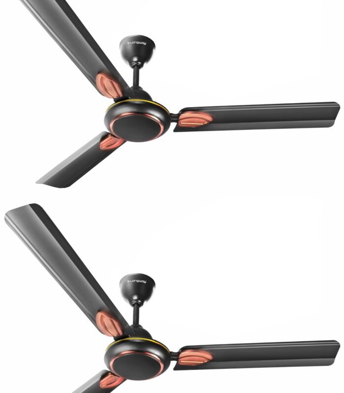 P2 1200 mm/48 inch Ultra High Speed 3 Blade Anti-Dust Decorative Star Rated Ceiling Fan (Smoked Brown, Pack of 2)
