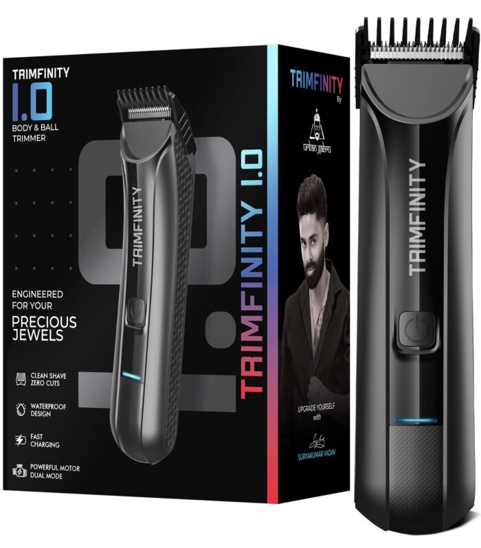Body & Ball Trimmer for Men by , IPX6 Waterproof, Dual-Mode Motor, Stainless Steel Ceramic Blade, LED Light, 90-Min Battery, Travel Lock, 4 Adjustable Combs, Fast Charging, Gift for man