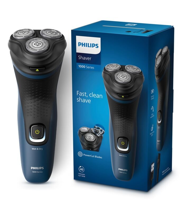 Electric Shaver for Men | ComfortCut Blades | Wet and Dry Shave | 3D Flex Heads | 27 Self Sharpening Blades | Cordless | Waterproof | One Toch Open | 2 Year Warranty | S1151/03,Blue