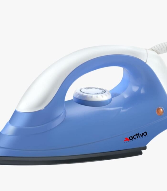 Plastic, 900 Watts Light Weight Dry Iron, Wrinkles free Ironing, Non Stick Teflon Coating, Over Heat Safety, ISI Marked, Swivel Cord, Auto Temperature, 1 Year Warranty (Blue & White)