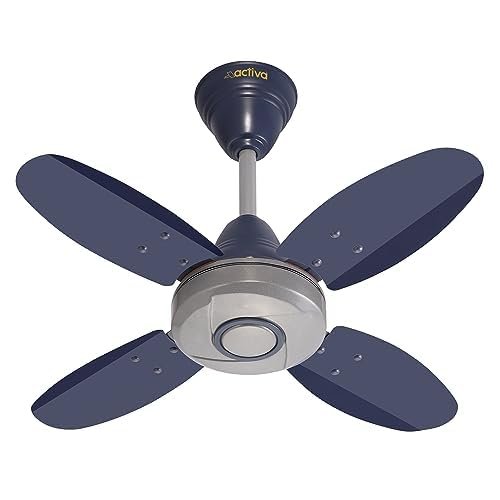 600mm Ceiling Fan, 850 RPM High Speed Air Delivery with 4 Blades, Anti-Dust Coating, 2 Years Warranty - Silver Blue