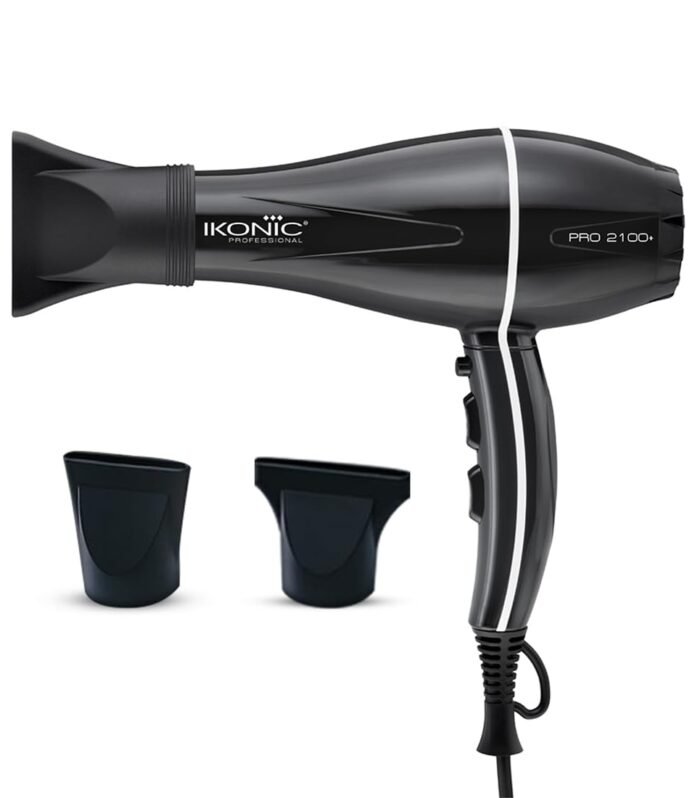 Pro 2100+ Hair Dryer 2000W, Black, 3 heat and 2 speed settings, Cool Shot, Low Noise Function Interchangeable Nozzles, Professional Styling, For Women and Men, All Hair Type