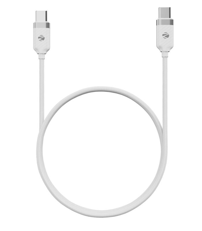 Type C Braided Cable, 60 Watts, Upto 480Mbps Data Sync, Fast Charging, 1 M, Compatible with iPhone 15 & 16 Series, iPad, MacBook, Samsung, Android (Wattz 60CC5, White)