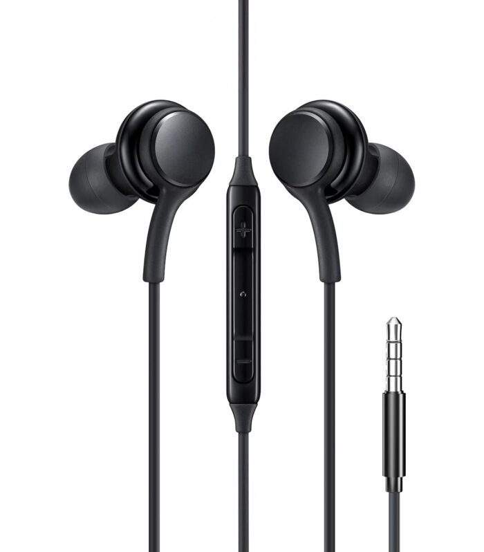 3.5mm Wired Earphones with Mic & in-line Controls, 13mm Dynamic Drivers, Clear Sound Compatible with Phone, Laptop & Tablet (Black)
