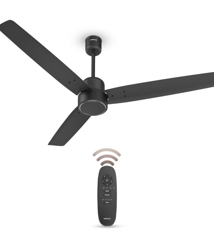 Ceiling Fan 1200mm (Made In India), 380 RPM, Savings Upto 65%, Reverse Rotation, 4 Modes (Boost,Sleep,Breeze,Mop), Low Wattage 30W, Low Noise, Air Flow:225 CMM, 3Y Warranty, Black