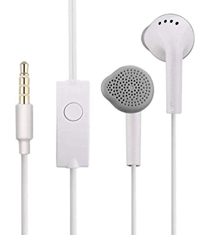 Wired In Ear Earphones For All Samsung Smartphones With Mic | Pure Bass Sound | One Button Multi-Functional Remote | Comfort Fit | 6 Months Warranty (White)
