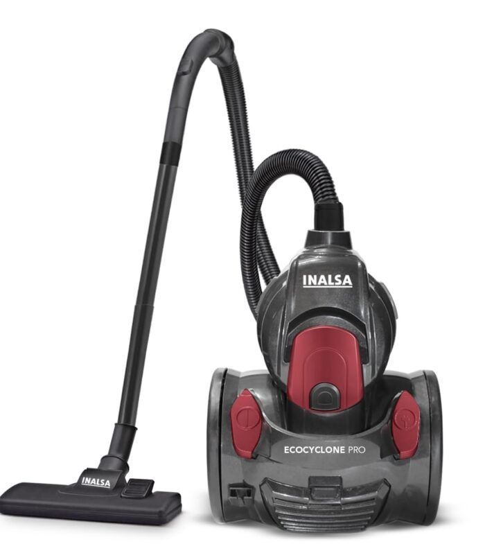 Vacuum Cleaner for Home 1400W Bagless -Eco Cyclone Pro|HEPA Filter|18 kPa Powerful Suction & High Energy Efficiency|5m Power Cord with Auto Cord Re-Winder|2 L Dust Collector (Red/Grey)