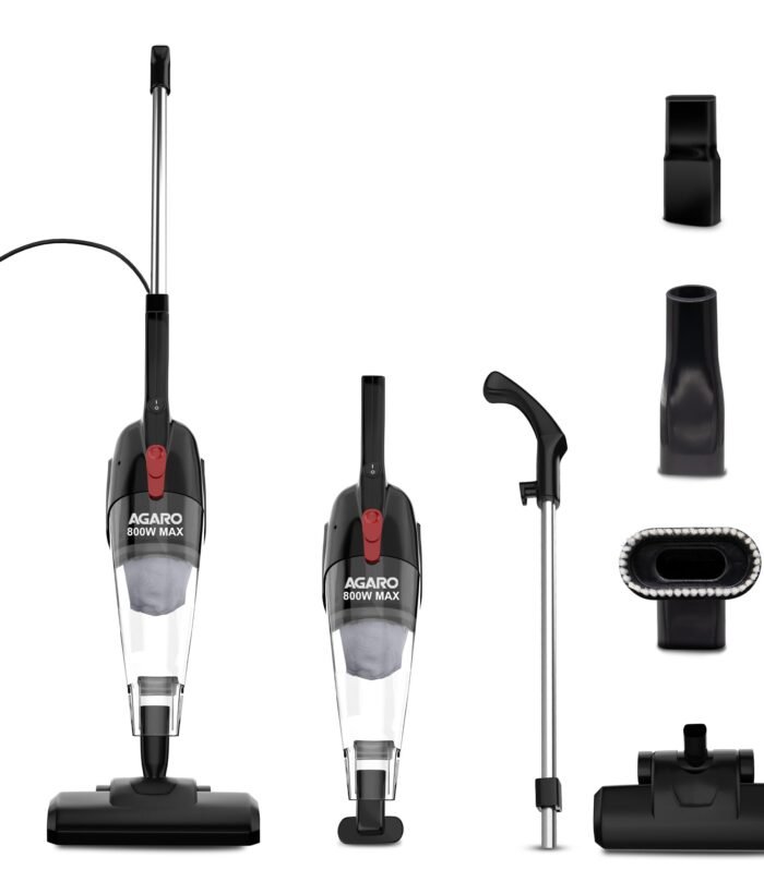 Vacuum Cleaner, 2-in-1, Handheld & Stick, Dry Vacuuming, for Home Use, 800 Watts, 6.5 kPa Suction Power, Bagless, Black