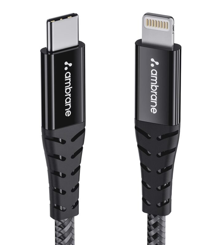 Type-C to Lightning USB Cable, 22.5W Fast Charging, 480Mbps Data Sync Cable Compatible with iPhone, iPad, Macbook, iMac, AirPods, 1.25m (ABTL-125 Black)