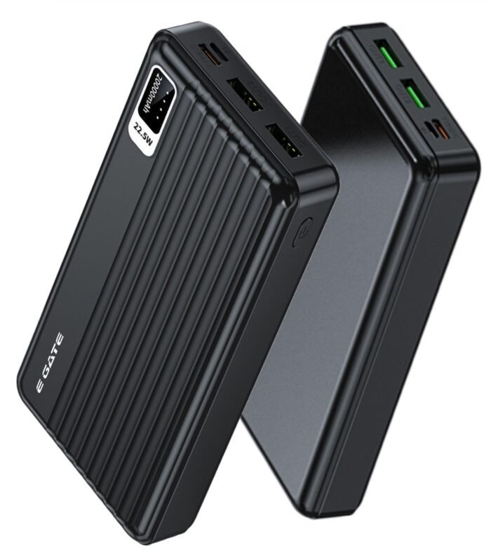 204B Powerbank | 20000mAh | 22.5W Fast Charging | QC + PD | Dual Input Port : Type C & Micro USB | Triple Output Port : 2X USB & Type C | LED Indicator| for All iPhone & Android (Black)