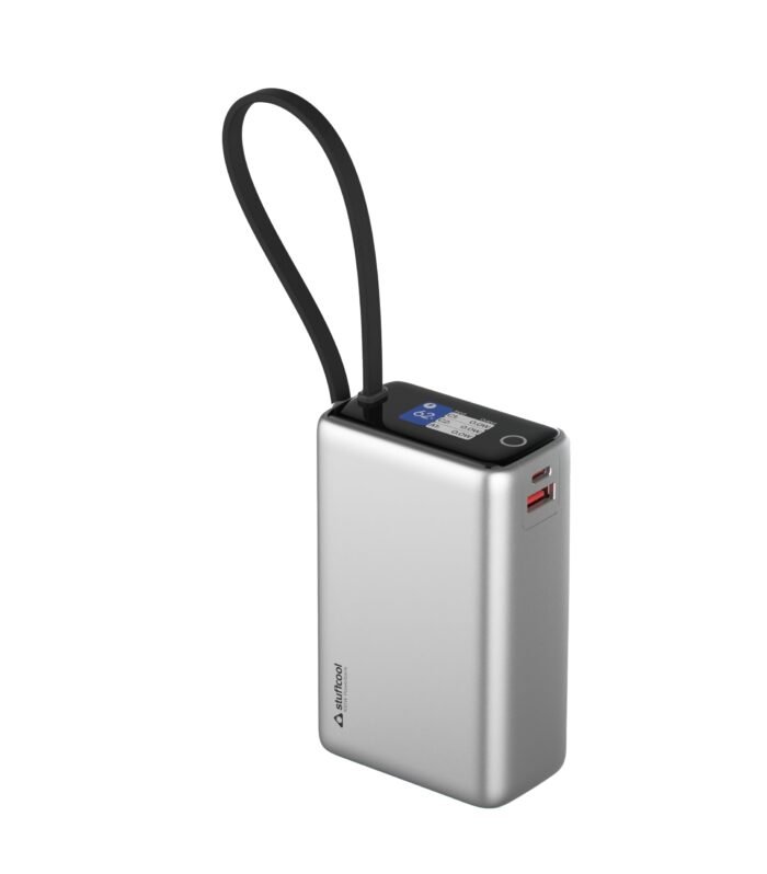 Smallest 25000mAh 100W Power Bank, Built-in Type-C Cable, Charges MacBook Pros, laptops, supports Samsung Super Fast Charging 2.0; Smart TFT Display, Made in India, CE ROHS Approved