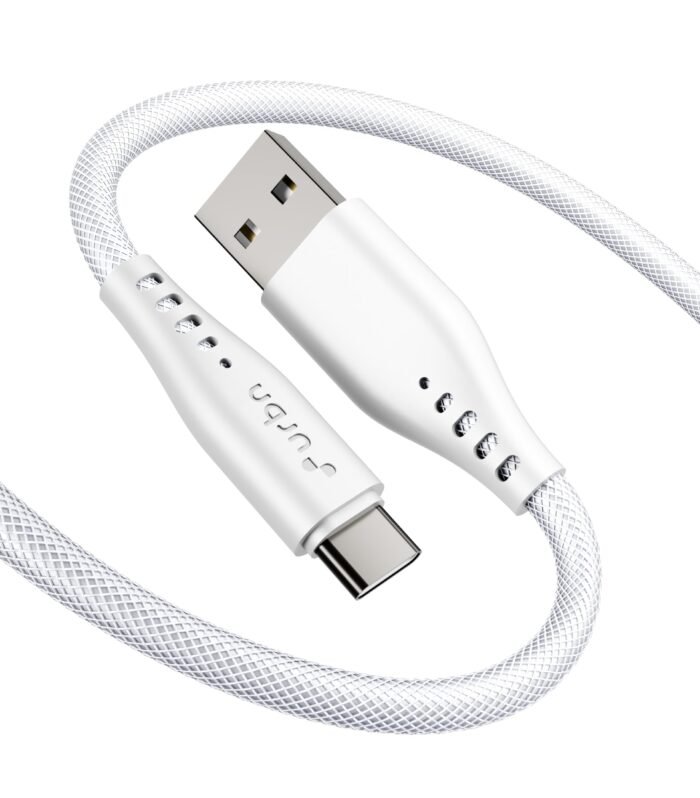 25W Super Fast Charging Cable | USB-A to Type C | Supports Apple Car Play & Android Auto| Super Fast Charging and Data Transfer | Nylon Braided 1.5 Meter | 6 Months Warranty (White)