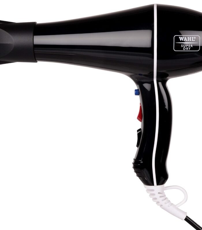5439-024 Super Dry Professional 2000 Watts Ionic Hair Dryer with Tourmaline Technology, 3 Heat Settings & 2 Speed Settings & Cool Shot Button - Black