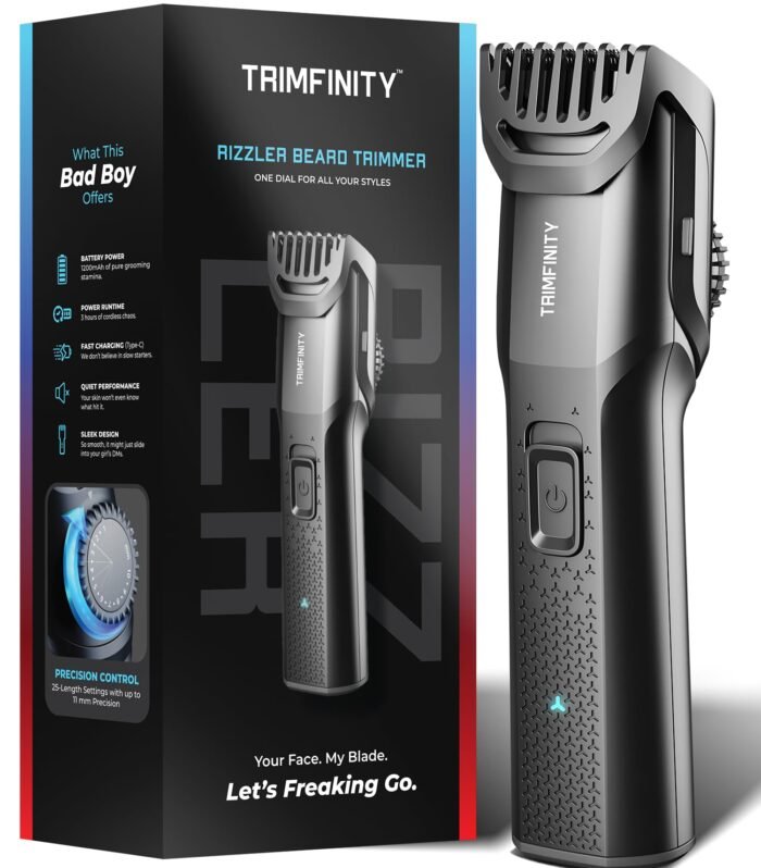 Beard Trimmer for Men | Precision Control with 25 Length Settings up to 11mm | 1200mAh Lithium Battery | 3-Hour Runtime | Type-C Fast Charging | Low-Noise, Skin-Friendly Performance | Ergonomic Travel-Ready Design