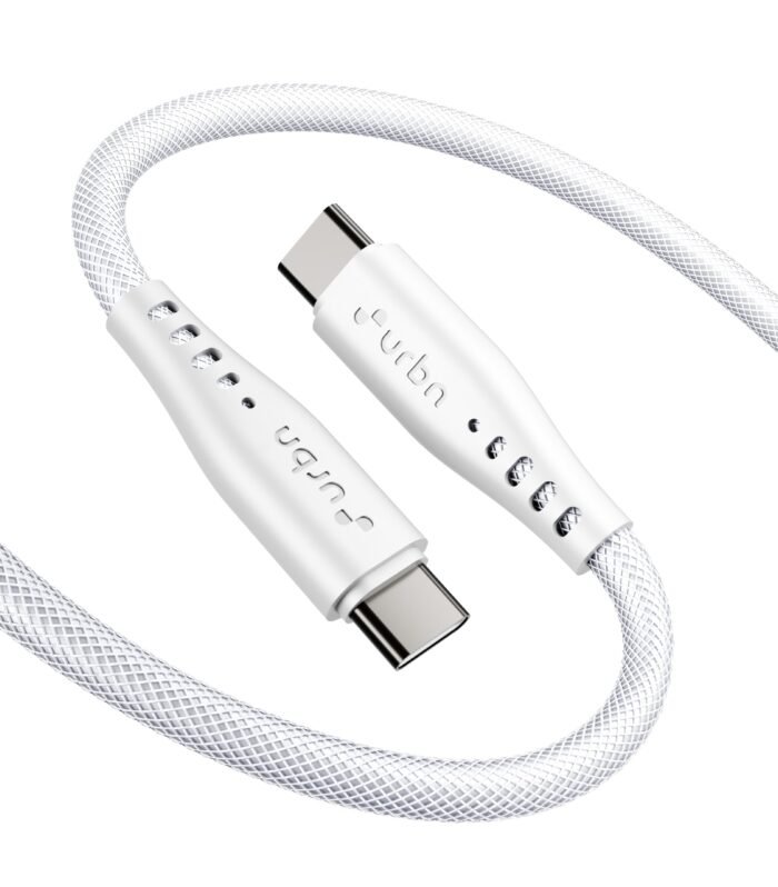 65W Super Fast Charging Cable | Type C to C | Supports Apple Car Play & Android Auto| Super Fast Charging and Data Transfer | Nylon Mesh Braided 1.5 Meter | 6 Months Warranty (White)