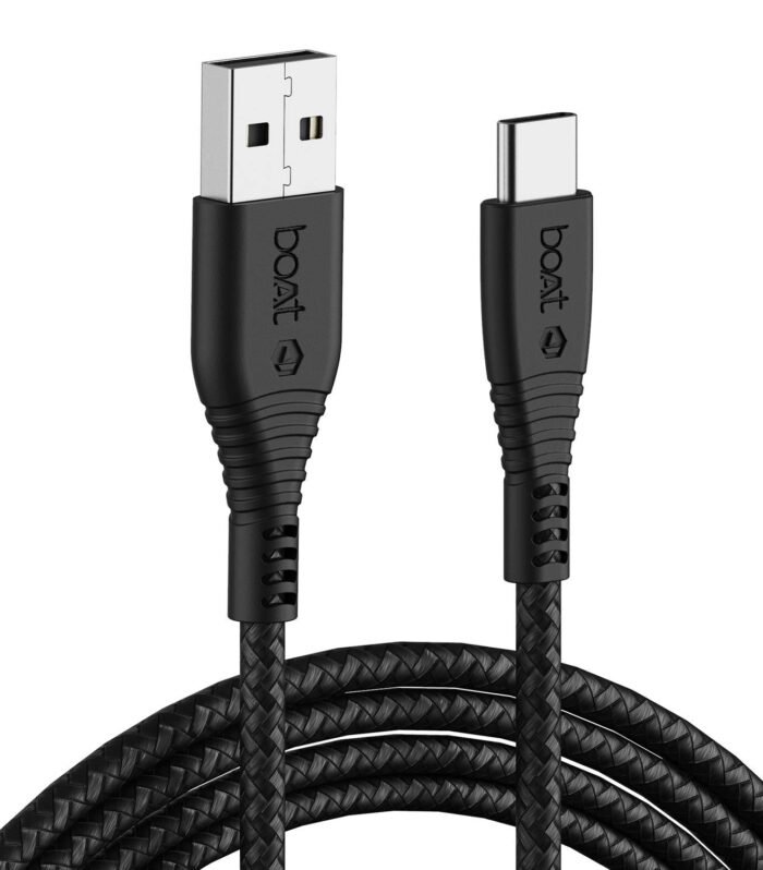 Type C A325/A320 Tangle-Free, Sturdy Type C Cable, Usb Cablewith 3A Rapid Charging & 480 Mbps Data Transmission Speed, Compatible With Smartphones & Tablets 1.5Meter (Black)