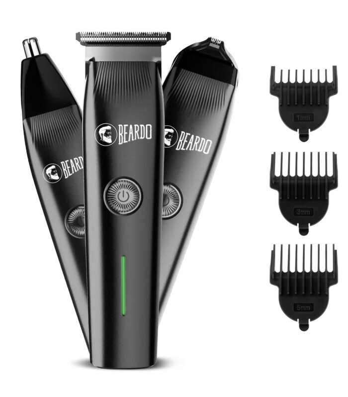 3-in-1 Multipurpose Trimmer for Men | Grooming Kit : Beard Trimmer, Precision Trimmer, Ear & Nose Trimmer | Stainless Steel self-sharpening blades | Type C charging