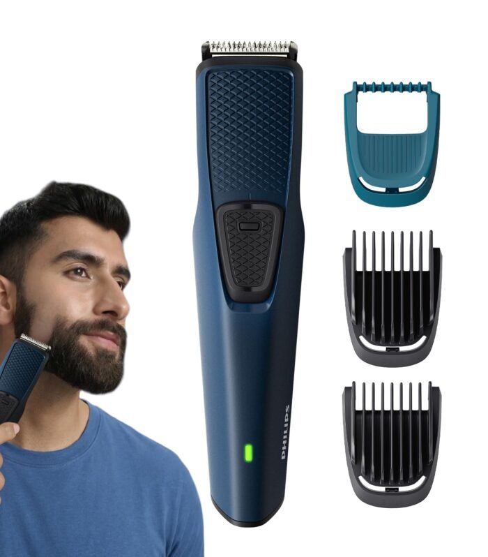 Battery Beard Trimmer for Men - Lasts 4x Longer, DuraPower Technology, Cordless Rechargeable with USB Charging, Charging Indicator, Travel Lock, No Oil Needed BT1232/18