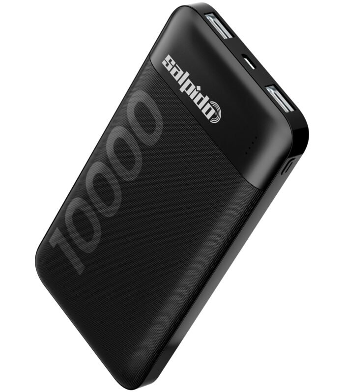 10000mAh Power Bank with Dual Output, Portable Slim Design, Lithium-Ion Polymer Battery, Smart Chip Safety and LED Indicator, for iPhone, Samsung &All Smartphones(PN-951,Black)