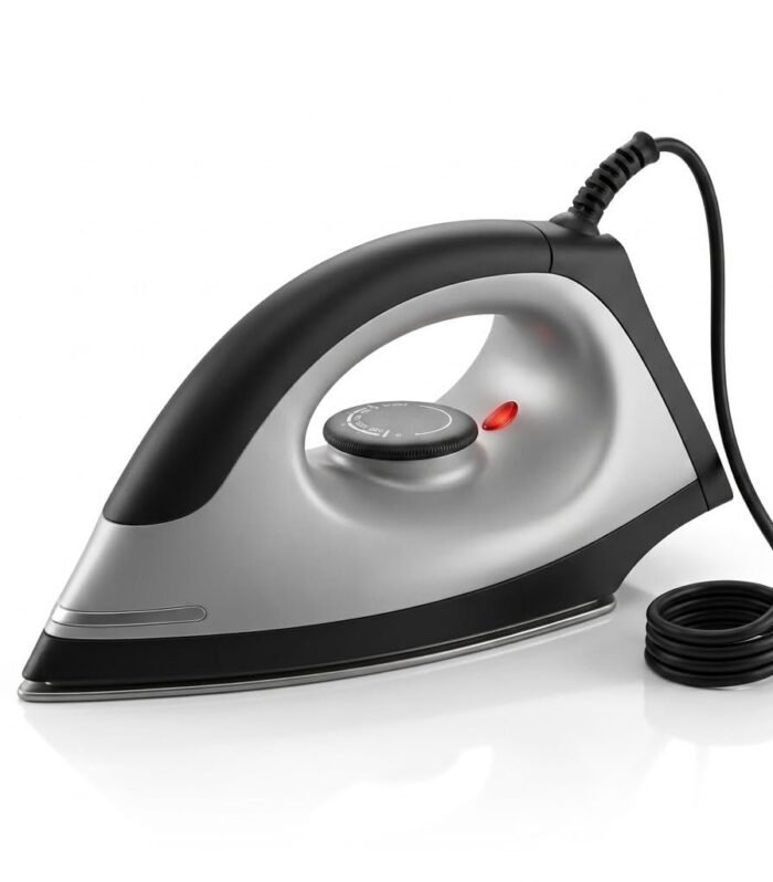1100W Lightweight Dry Iron for Clothes, Non-Stick Coated Soleplate, 6 Heat Settings, ABS Plastic Body, Shock-Resistant Handle, Swivel Cord, 2 Year Warranty, Black