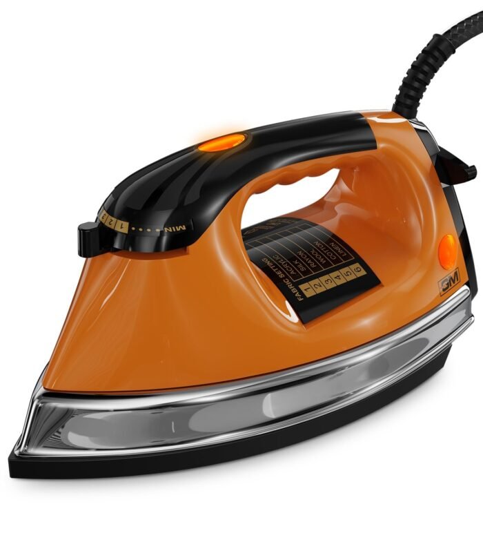 Ferro 1200W Heavyweight Dry Iron Press 1.75 Kg | Dual Layer German Non-Stick Coating with 2 Yrs Warranty | Shock Proof Iron Box for Clothes with 1.8M Cord Length | Enhanced Back Rest for Safety