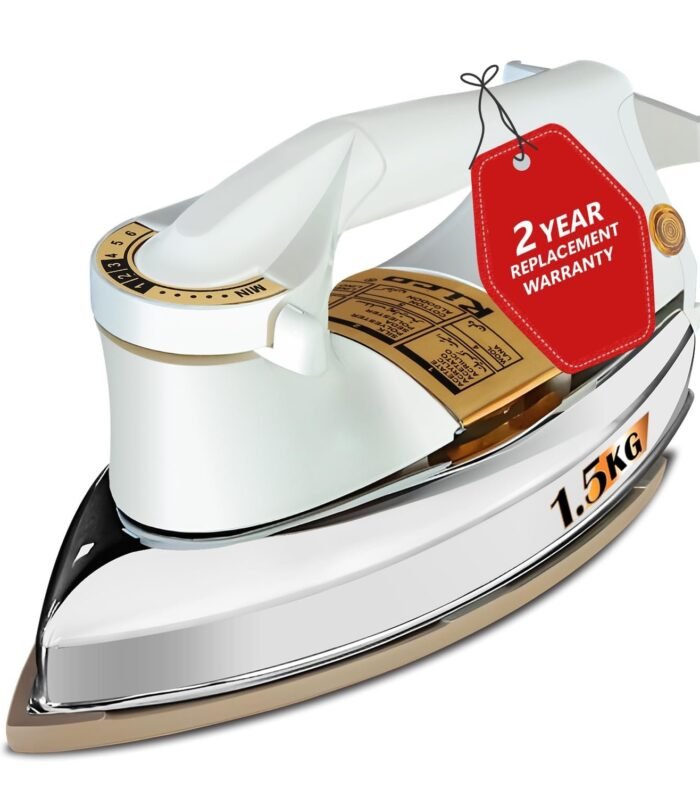 1000W 1.5KG Heavy Weight Dry Iron With 2 Years Replacement Warranty | Japanese Quick Heat Technology with Advance Sole Plate Iron Press | Shock Proof Iron Box for Clothes | Made In India - AI11